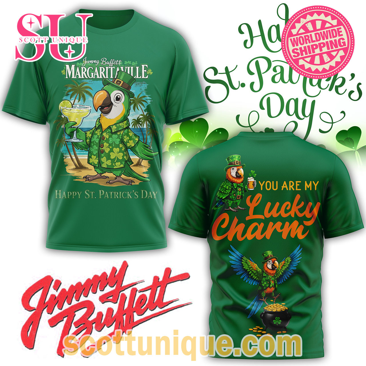 Happy St.Patrick’s Day Jimmy Buffett Green T-Shirt
