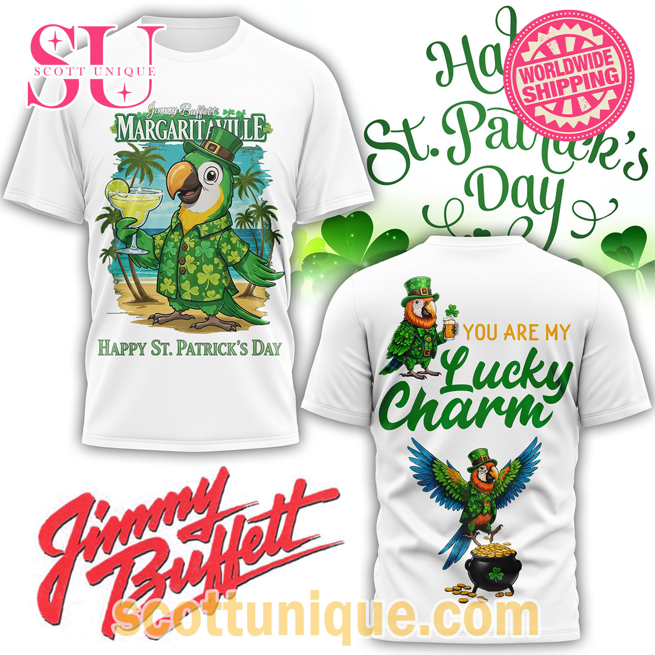 Happy St.Patrick’s Day Jimmy Buffett White T-Shirt