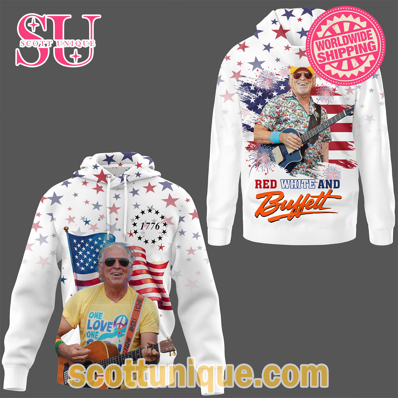 Jimmy Buffett 4th of July Happy Independence Day Hoodie