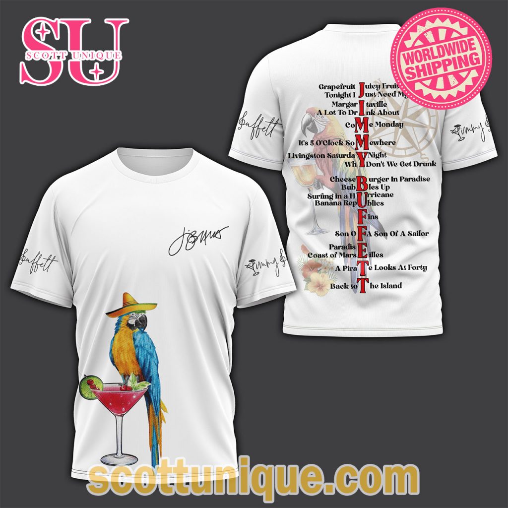 Jimmy Buffett Basic White T Shirt1