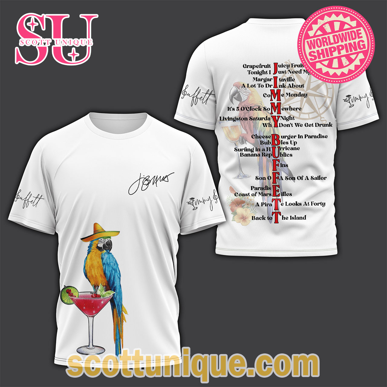 Jimmy Buffett Basic White T-Shirt