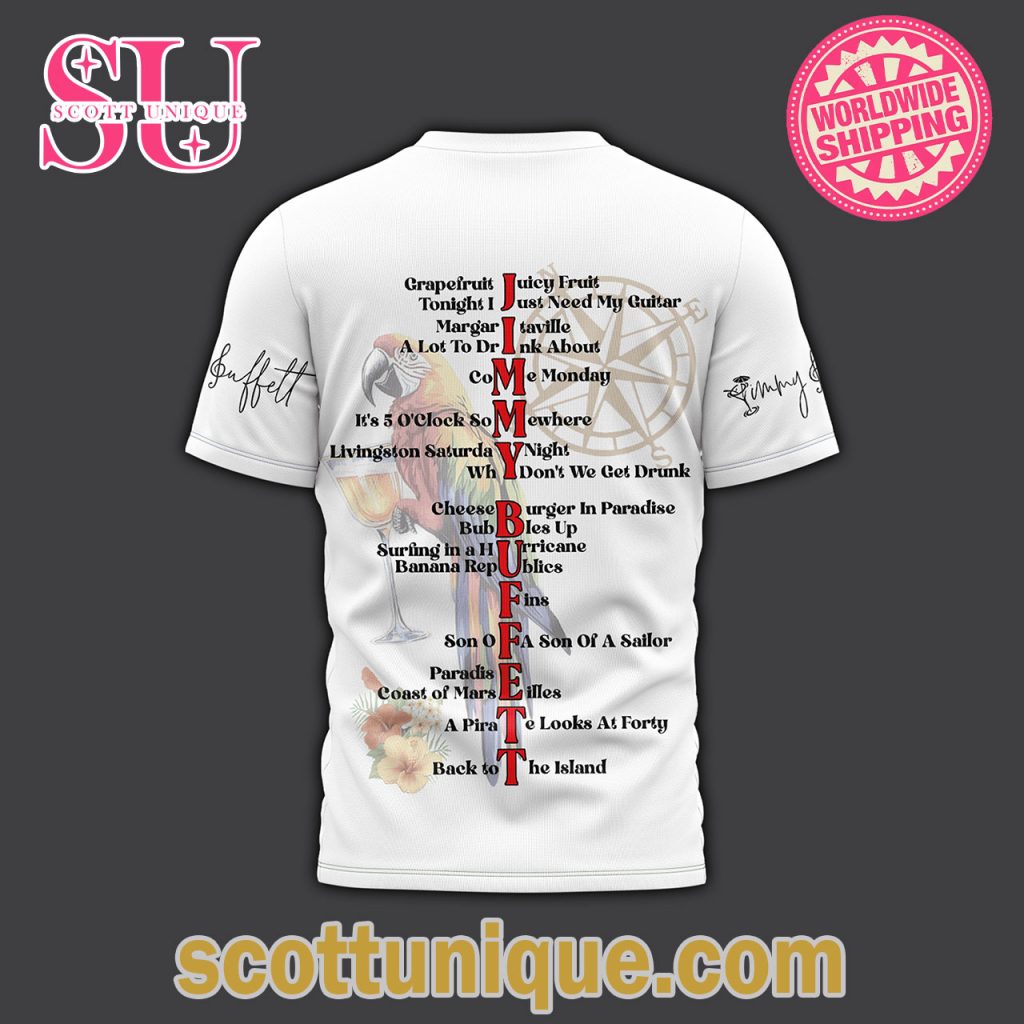 Jimmy Buffett Basic White T Shirt3