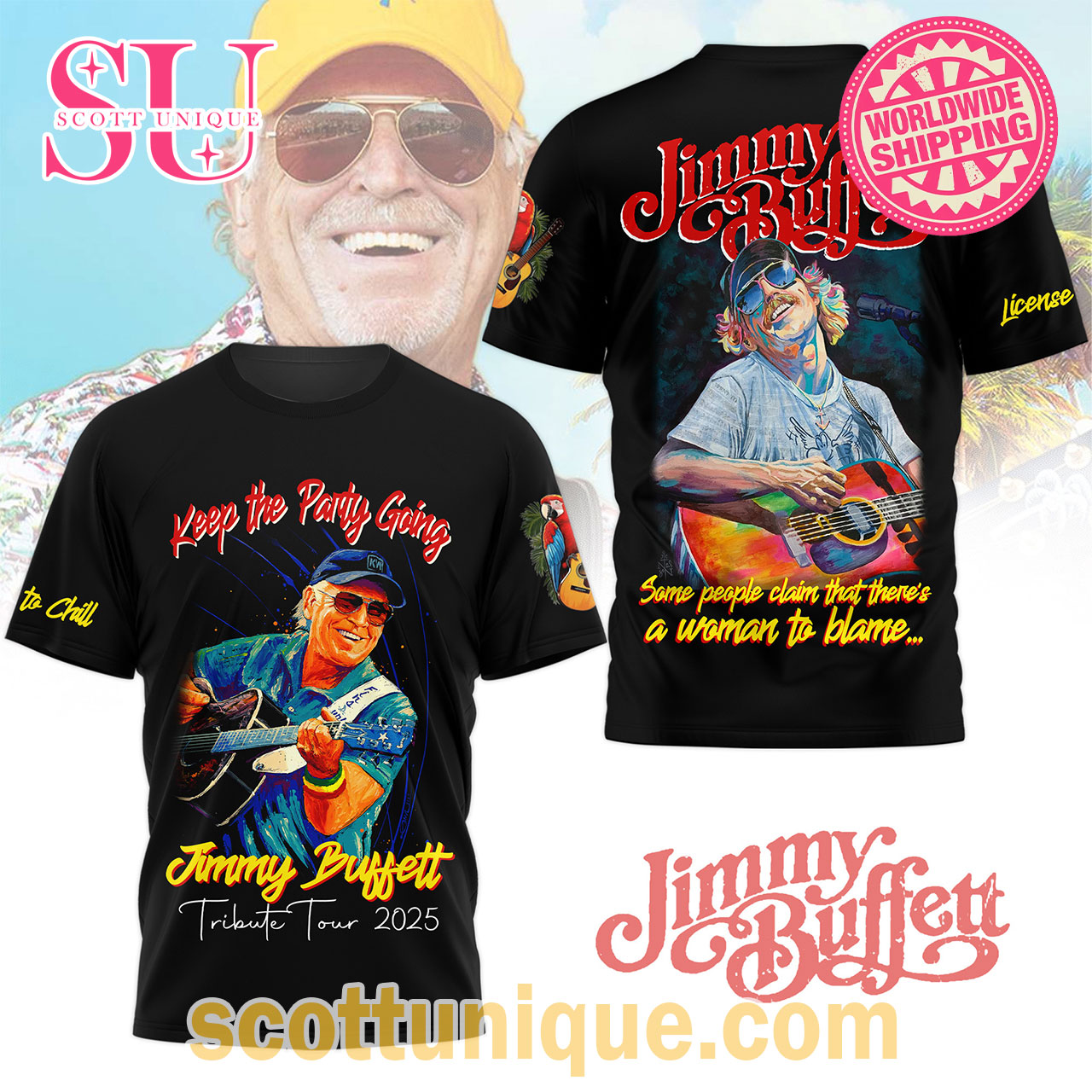 Jimmy Buffett Keep The Party Going Tribute Tour 2005 T-Shirt