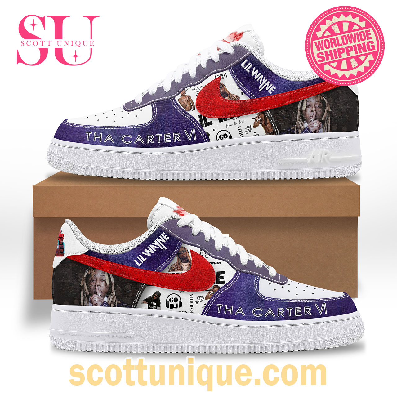 Lil Wayne Tha carter VI Album Purple Air Force 1 Shoes