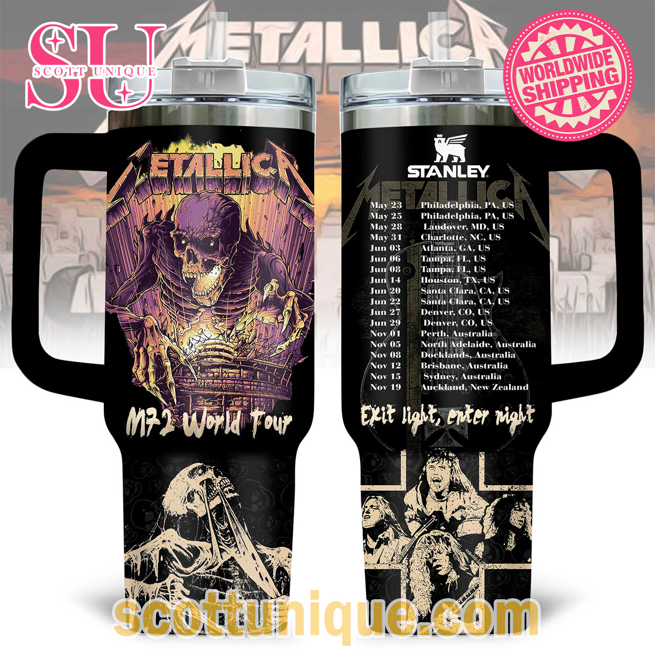 Metallica M72 World Tour 2025 Exit Light Enter Night Stanley Tumbler