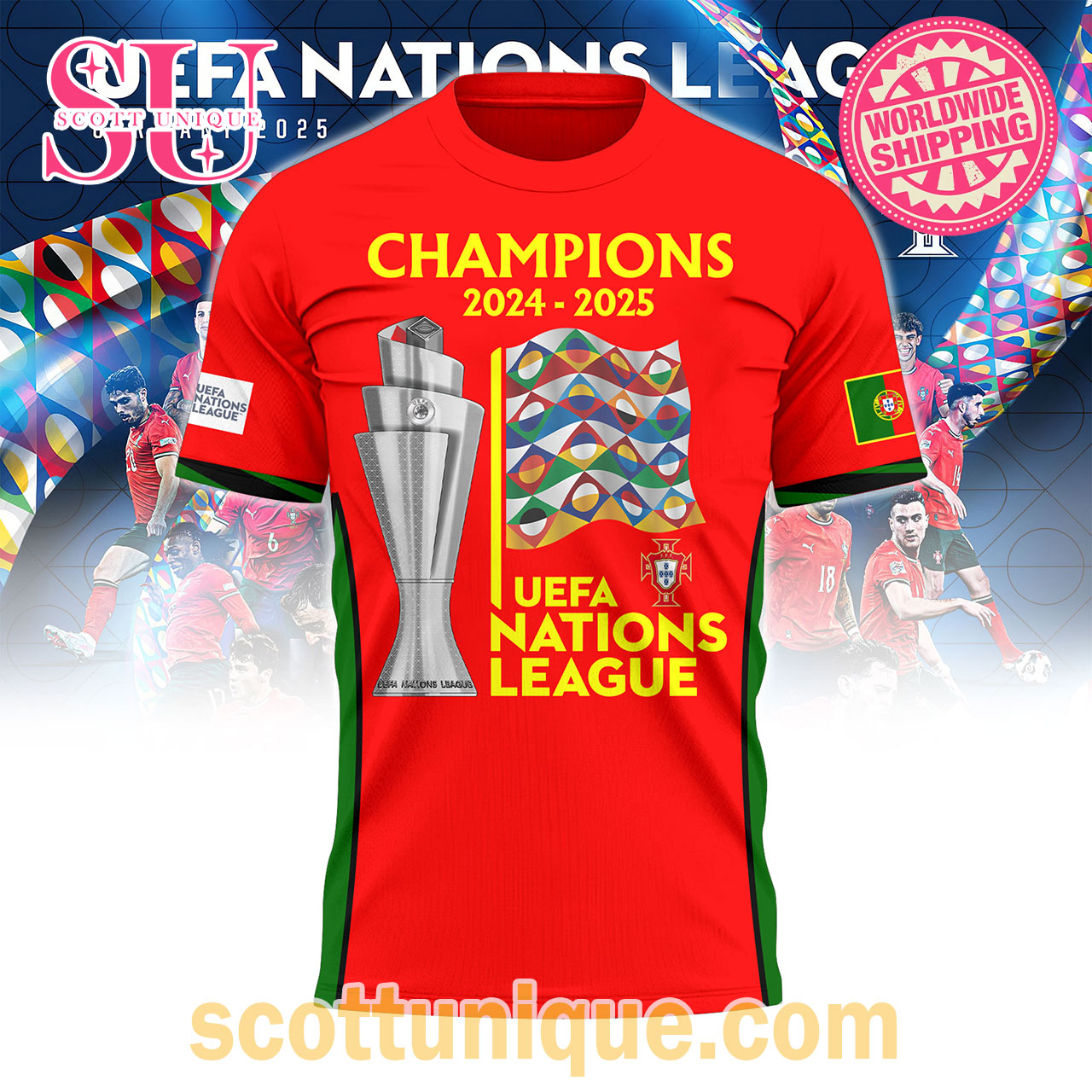 Ronaldo 7 UEFA Nations League 2024-2025 Champions T-Shirt