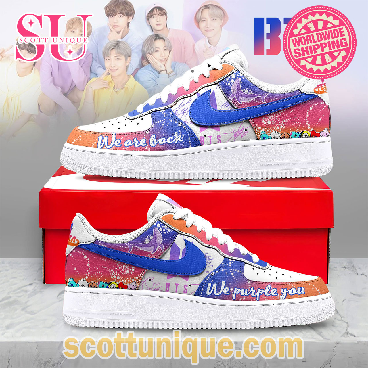 BTS We Are Back We purple You Air Force Shoes